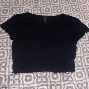 Black top with white curly edge